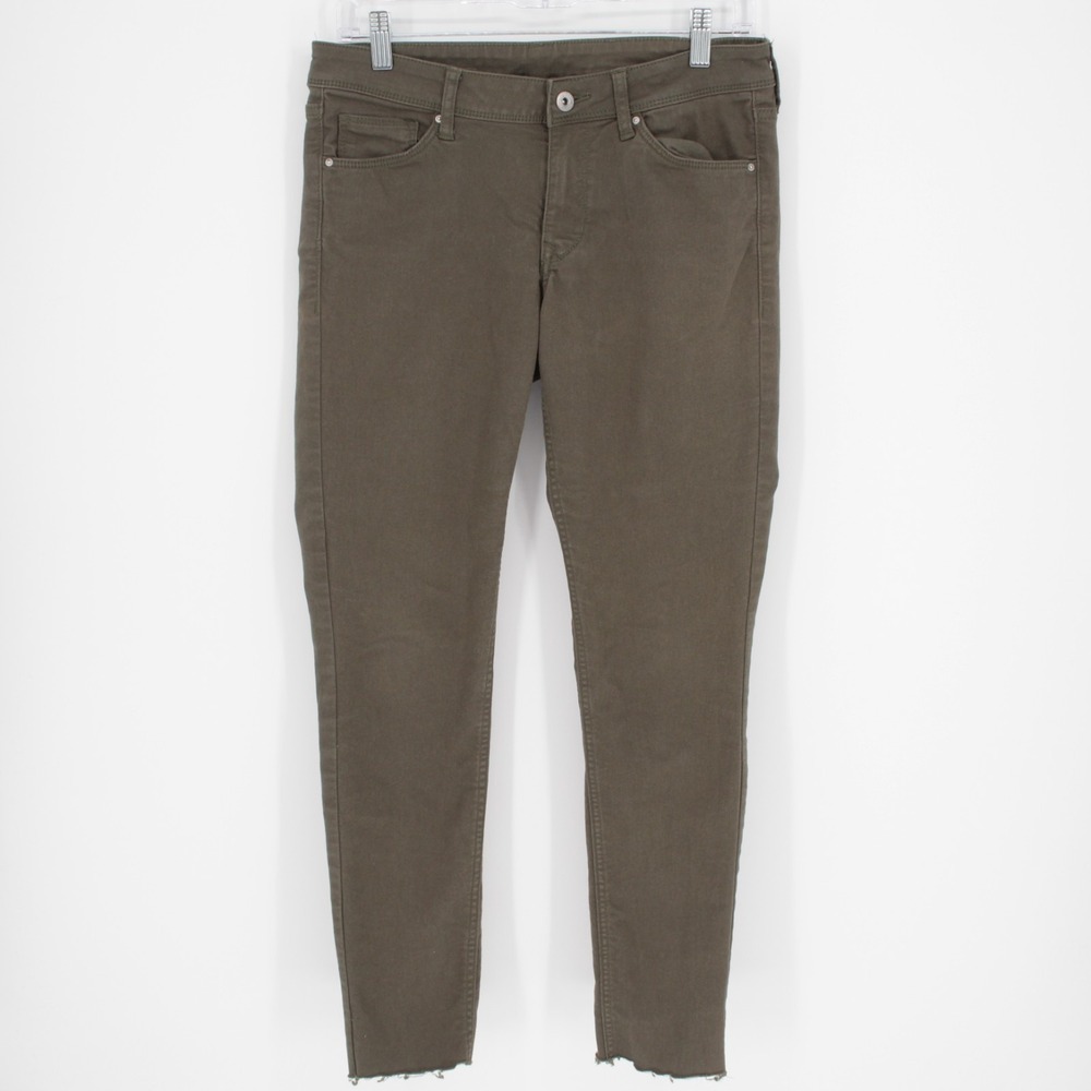 H&M Divided Women's Brown Skinny‎ Raw Hem Stretch Ankle Jeans Size US 10